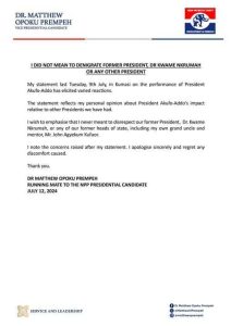 NAPO apology